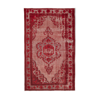 Handmade carved anatolian 1980s 215 cm x 341 cm red rug