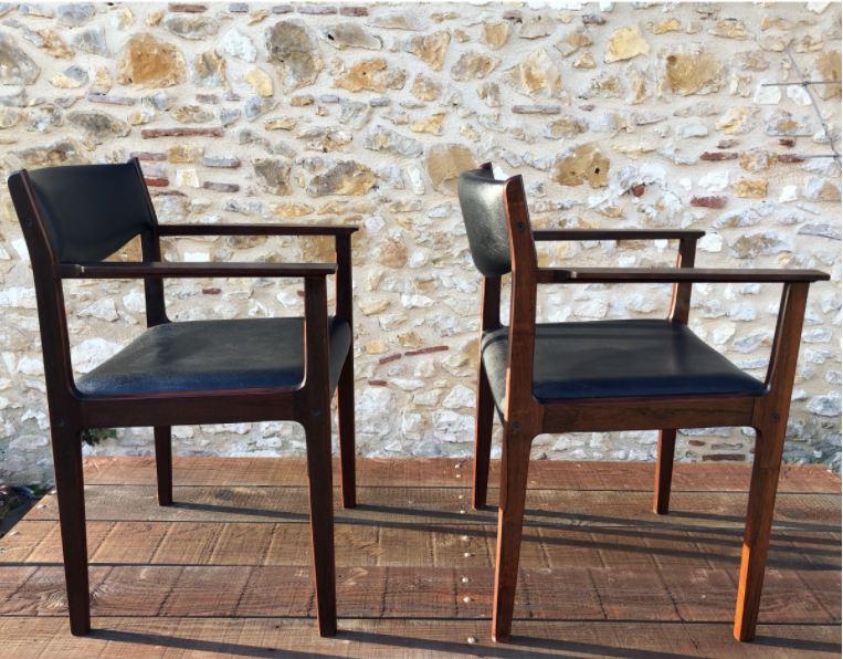 Pair of Scandinavian rosewood armchairs by SAX circa 60