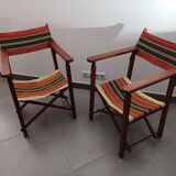 Pair of folding garden armchairs