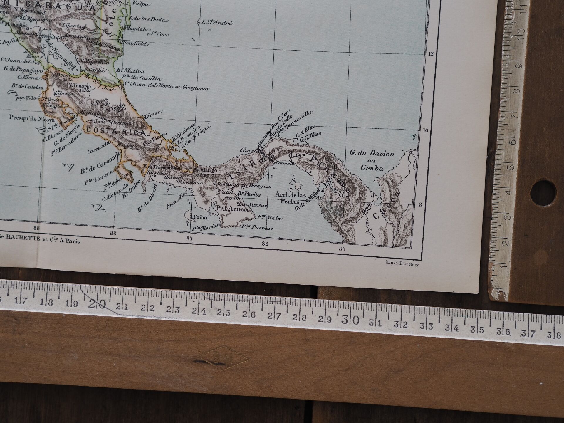 Central America, old map 1887 – Vintage geographical map.