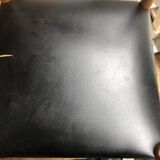 Set of 6 Danish chairs with black leatherette seats