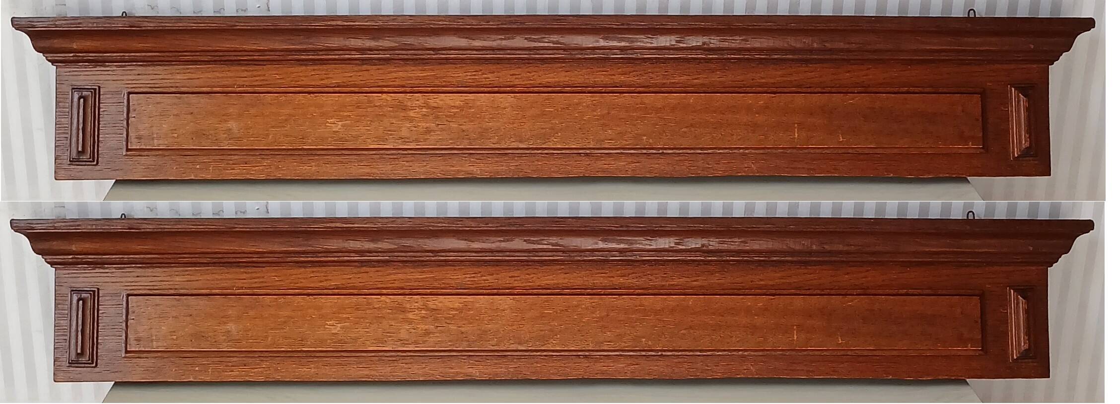 Set of 2 solid oak pediments