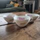 3 Bavaria Winterling porcelain cups – 1950s pink and green decor