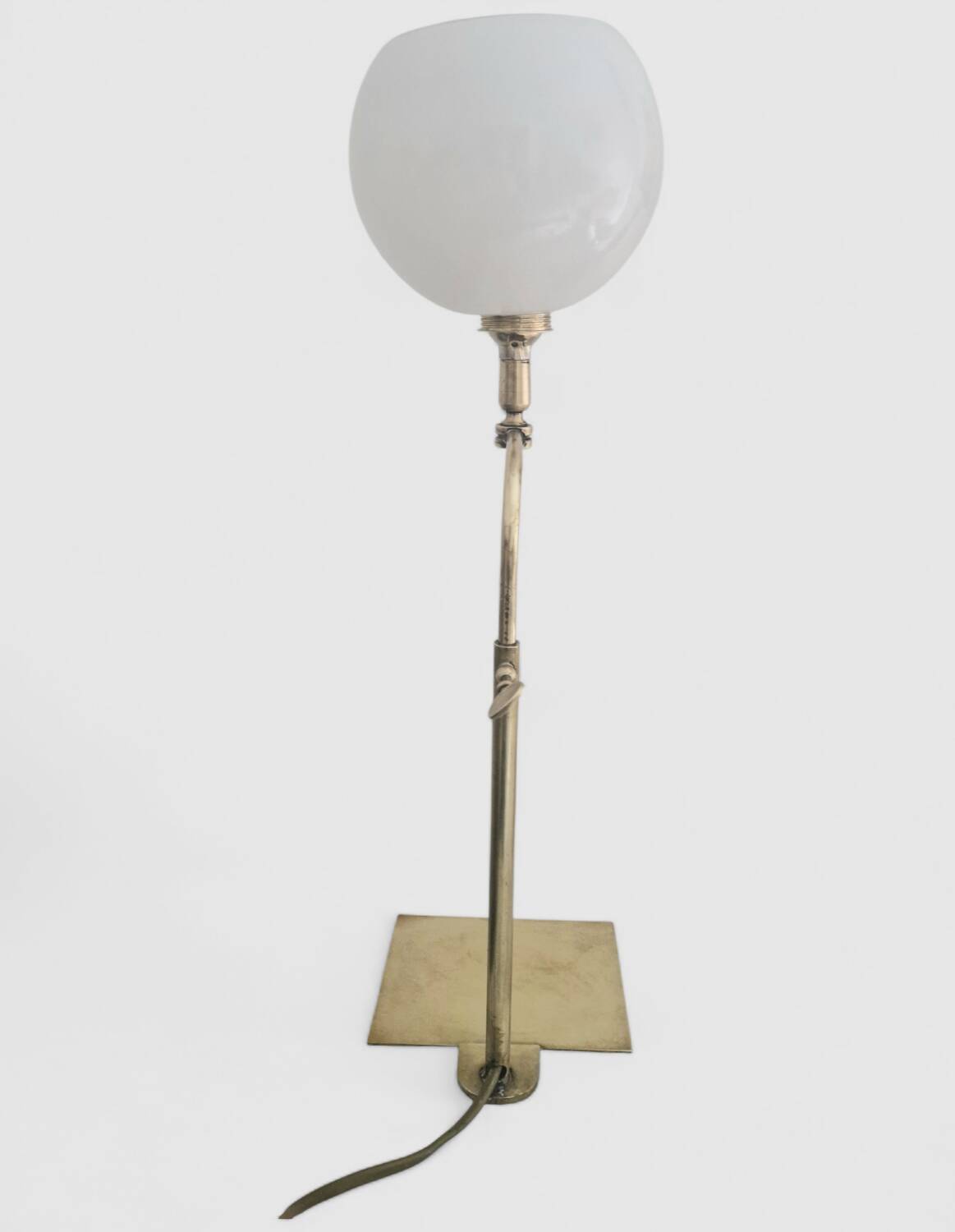 Antique brass and opaline glass lamp – Modernist piece, 1940s