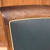 Art Deco set of four Jaguar green wooden and leatherette chairs, circa 1950