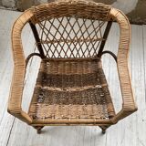 Popular rope, wicker and wood chair