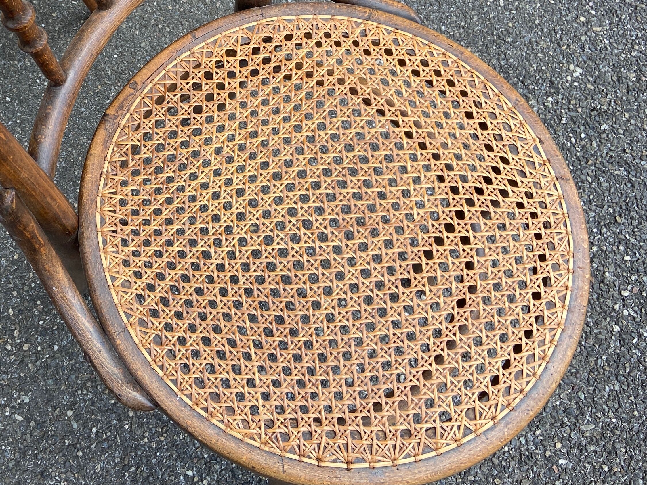 Set of 4 Bistro chairs mismatched curved wood