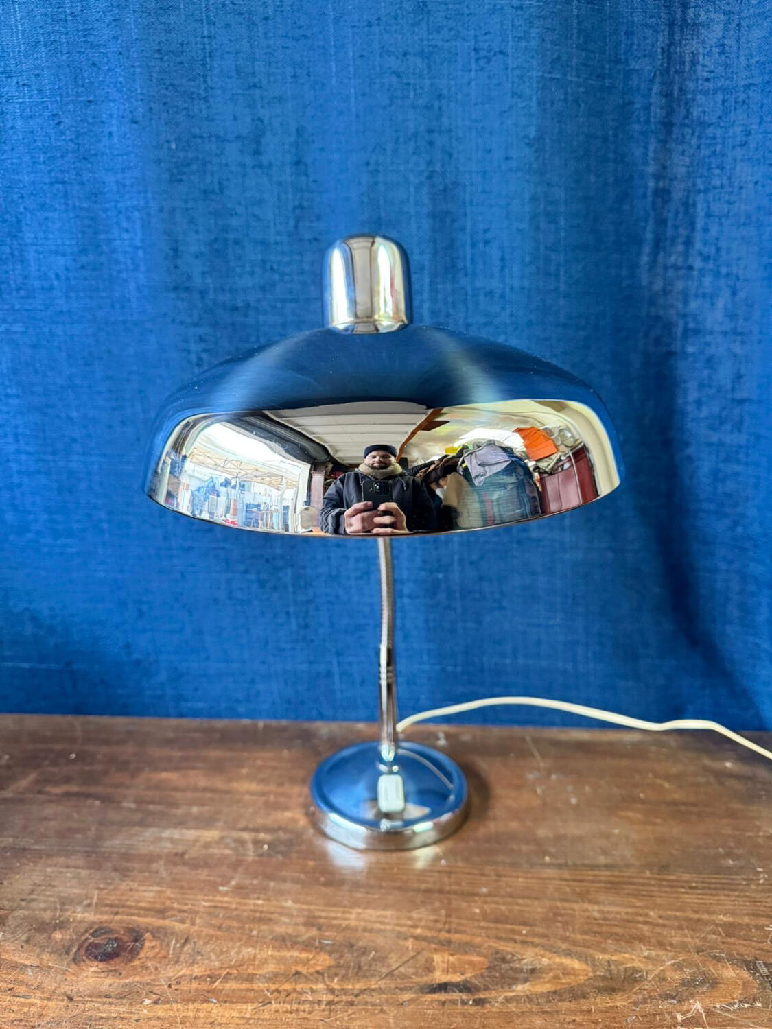 Vintage chrome desk lamp by Giovanni Michelucci for Lariolux