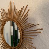 Vintage rattan sun mirror