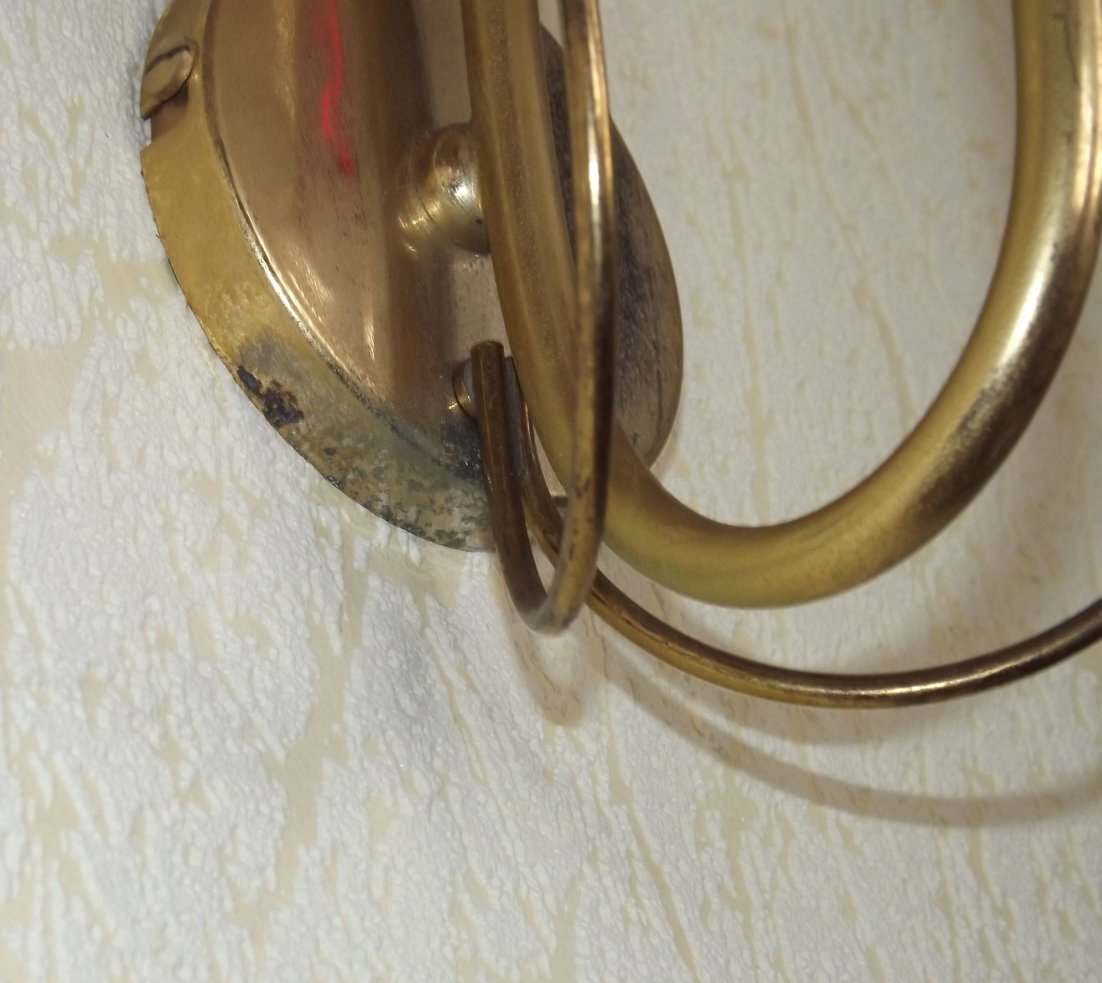 Simple Vintage Retro 1960s Gold Metal White Glass Shade 5