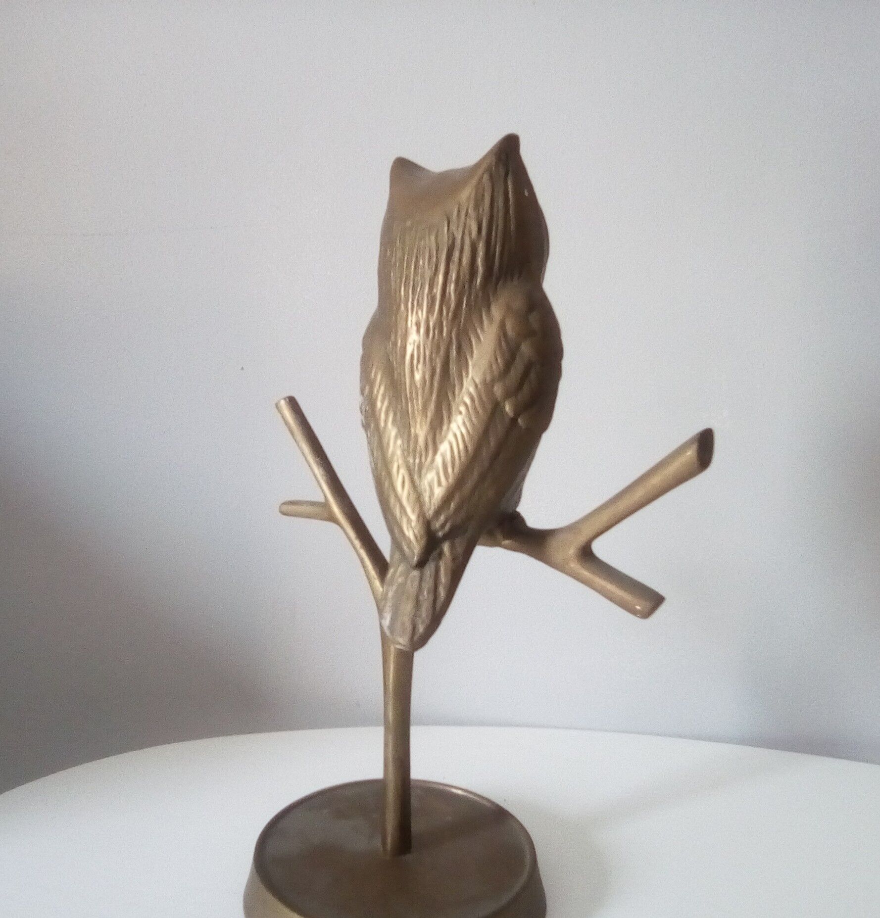 Owl on massive brass tree 70s