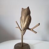 Owl on massive brass tree 70s