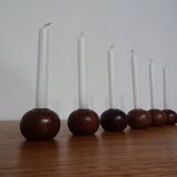 Danish Teak Candleholders, 1960s, Set of 6