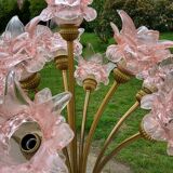 70s brass lamp and 10 tulip glass