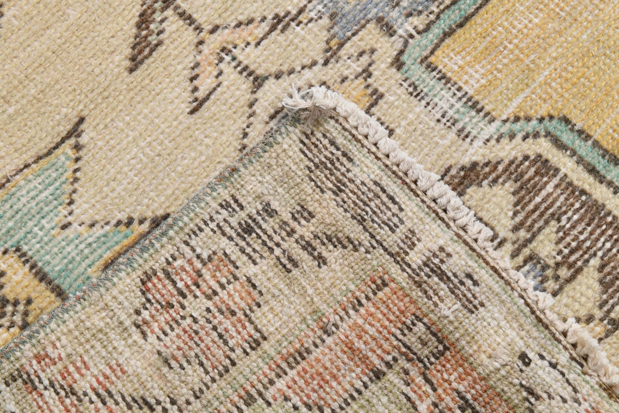 Yellow & Brown Oriental Vintage Rug, 125x230Cm