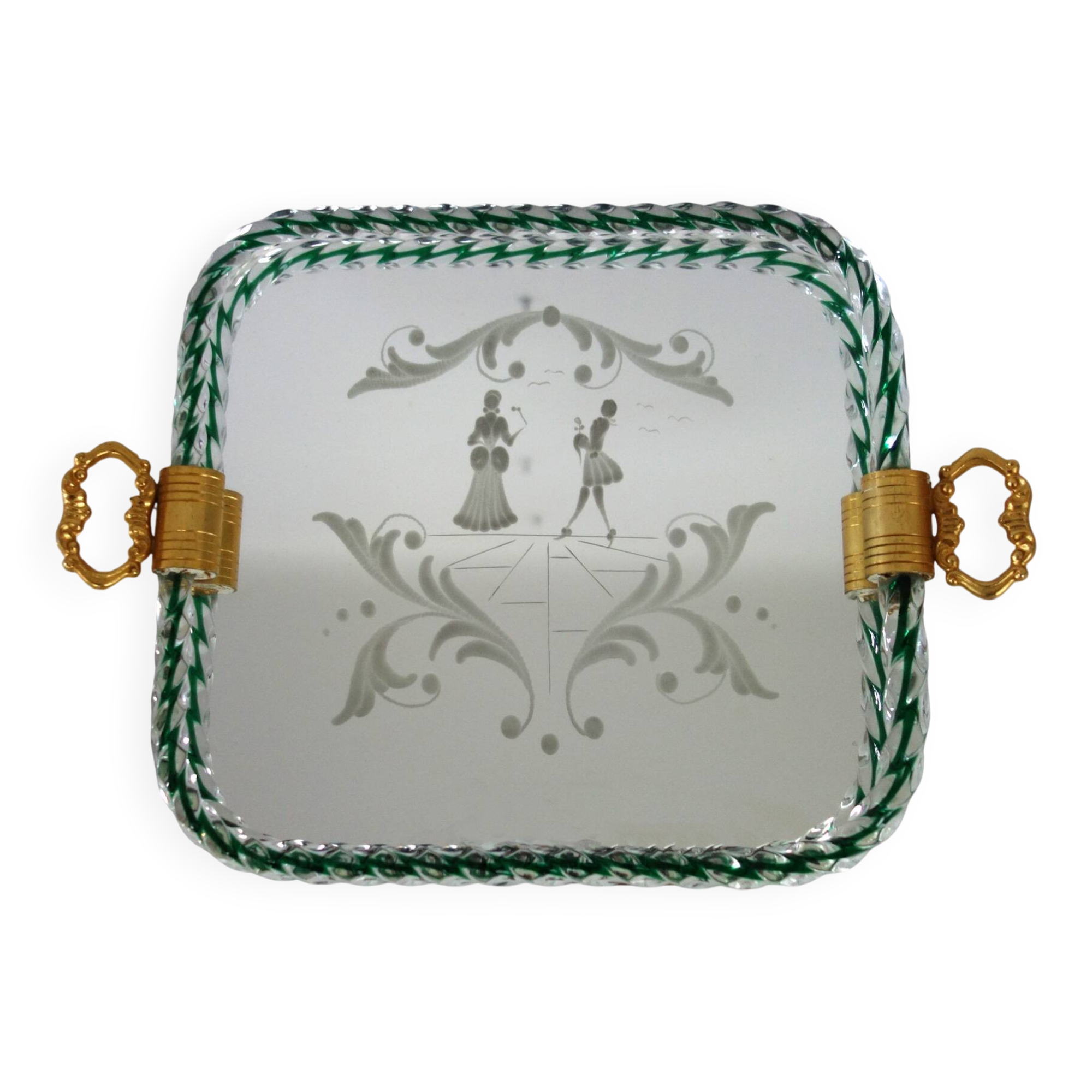 Venetian service plate, Murano 1950 twisted glass