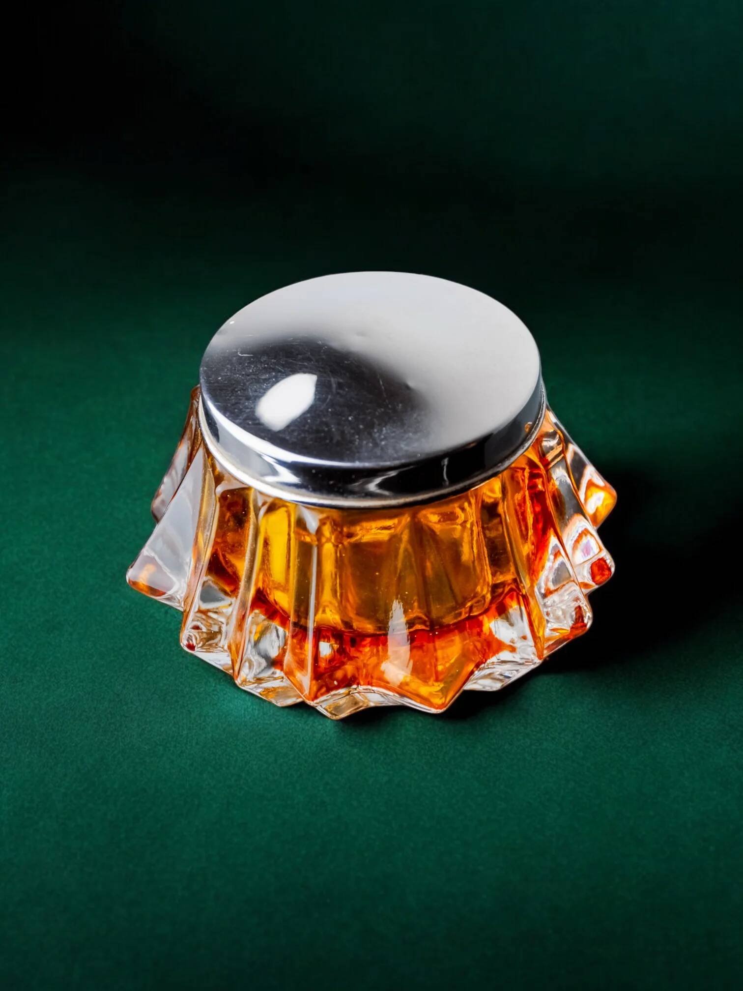 Orange sommerso jewellery box, Murano glass, Italy, 1970s