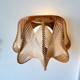Pair rustic wooden wall sconce lights