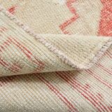 3x13 Vintage Soft Red & Beige Turkish Runner Rug, 77x379Cm