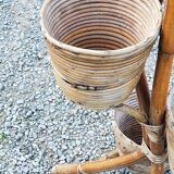 Rattan and bamboo plant holder from the 50s