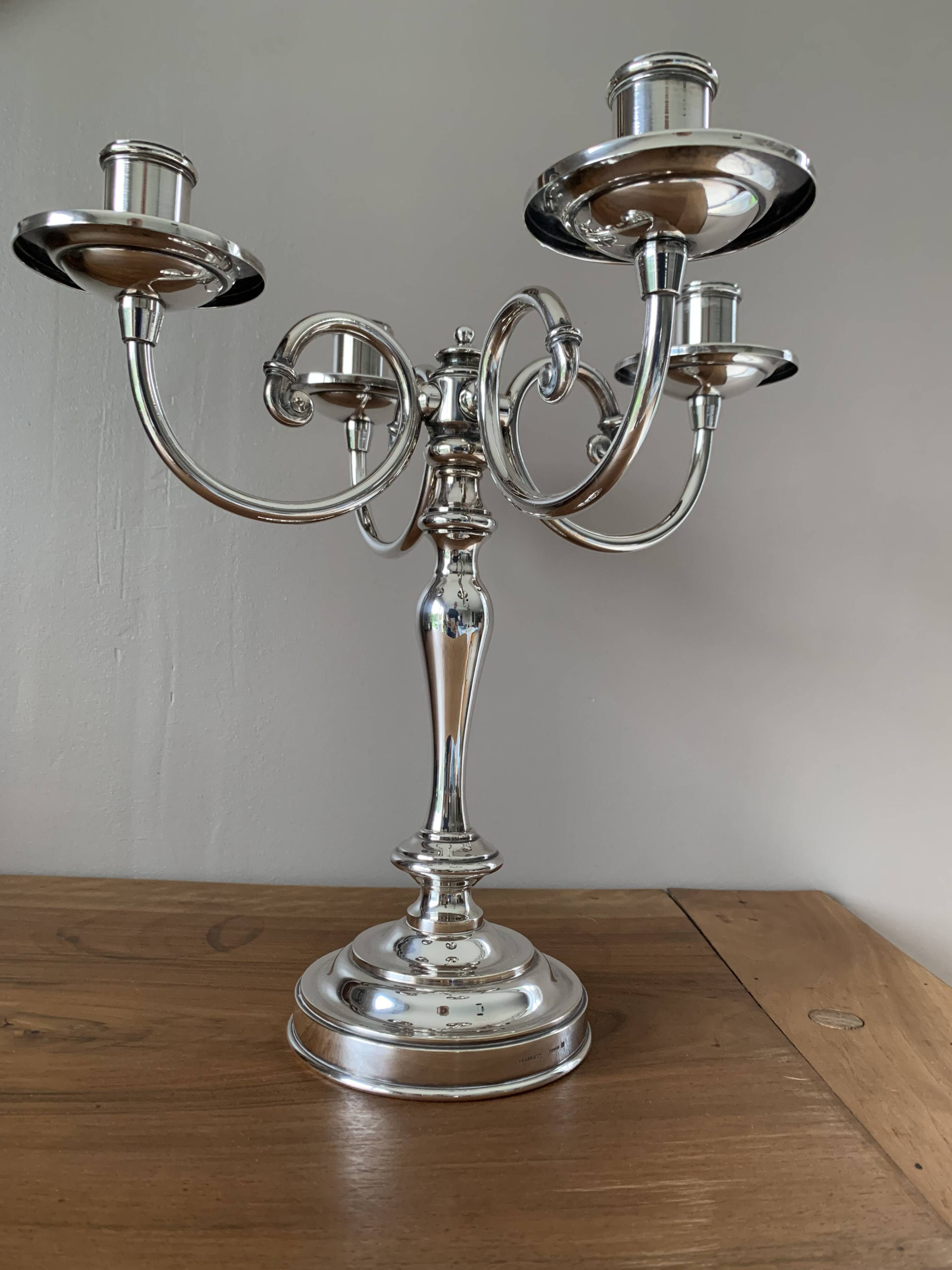 Silver-plated metal candelabrum