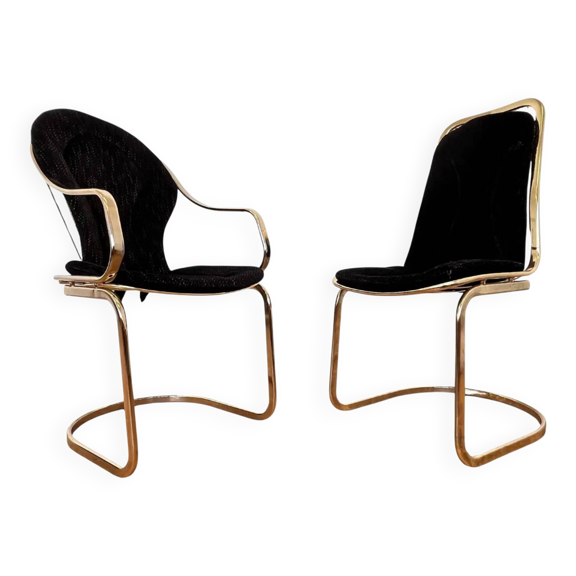 Paire de chaises en laiton de style mid-century, conçues par Gastone Rinaldi, Italie, années 1970