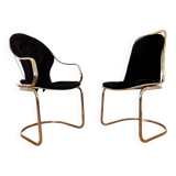 Paire de chaises en laiton de style mid-century, conçues par Gastone Rinaldi, Italie, années 1970