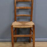 Set of 4 rush-seated chairs in cherry wood – late 19th century