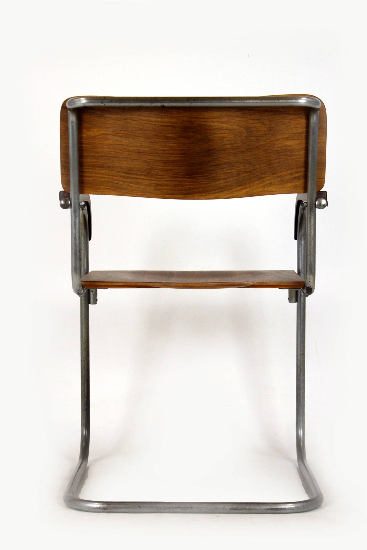 Chaise cantilever en chrome B34 restaurée de Bauhaus par Marcel Breuer, années 1930