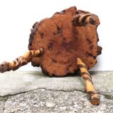 Brutalist tripod wooden side table, 1950s