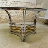 smoked glass & metal table, 1970
