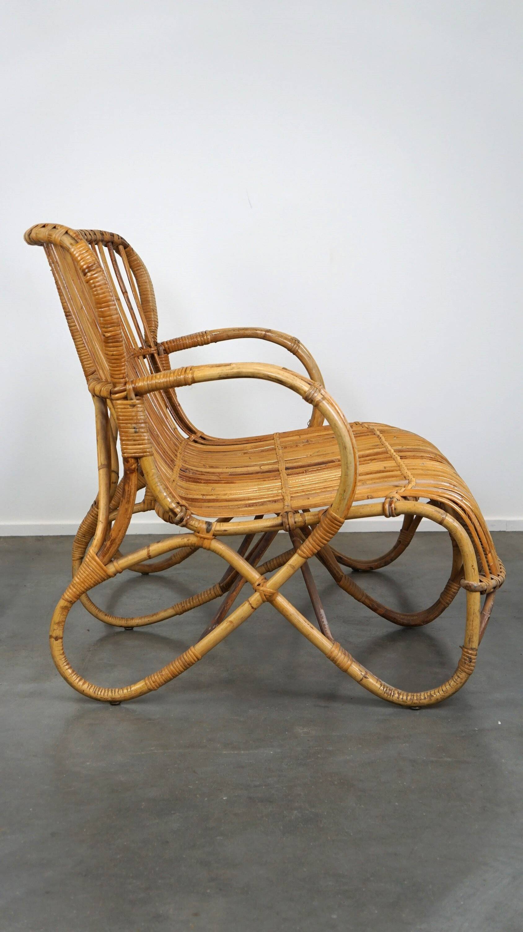 Vintage rattan Belse 8, Dutch Design, 1950, 2-seater sofa