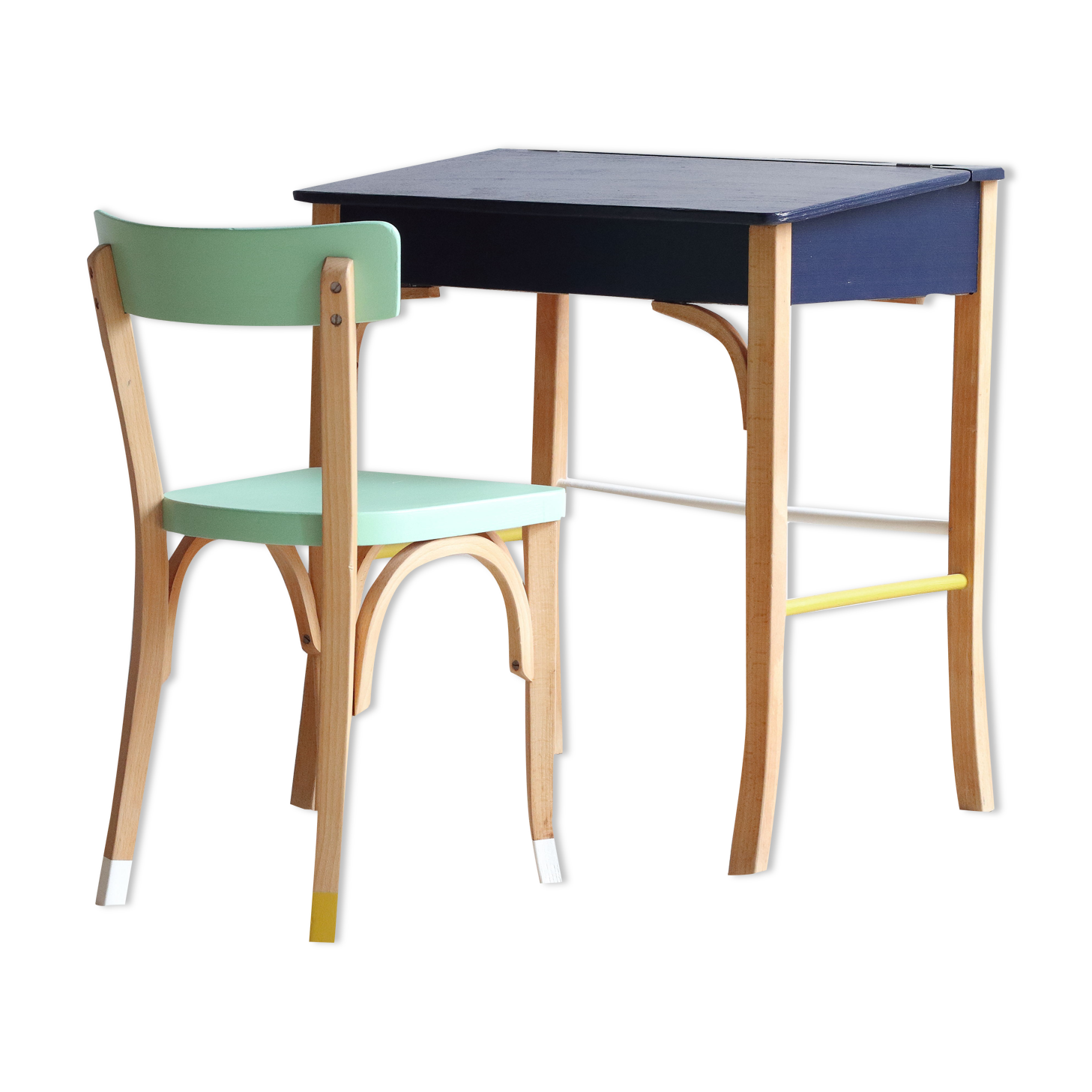 Bureau pupitre et chaise enfant Baumann revisités