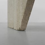 Travertine dining table, 130 x 129 cm