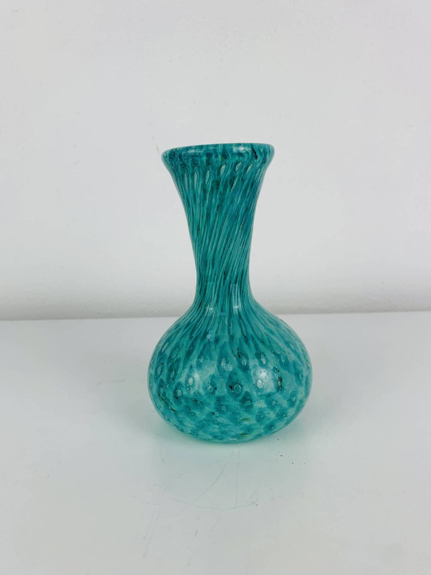 Vintage green/blue blown glass vase