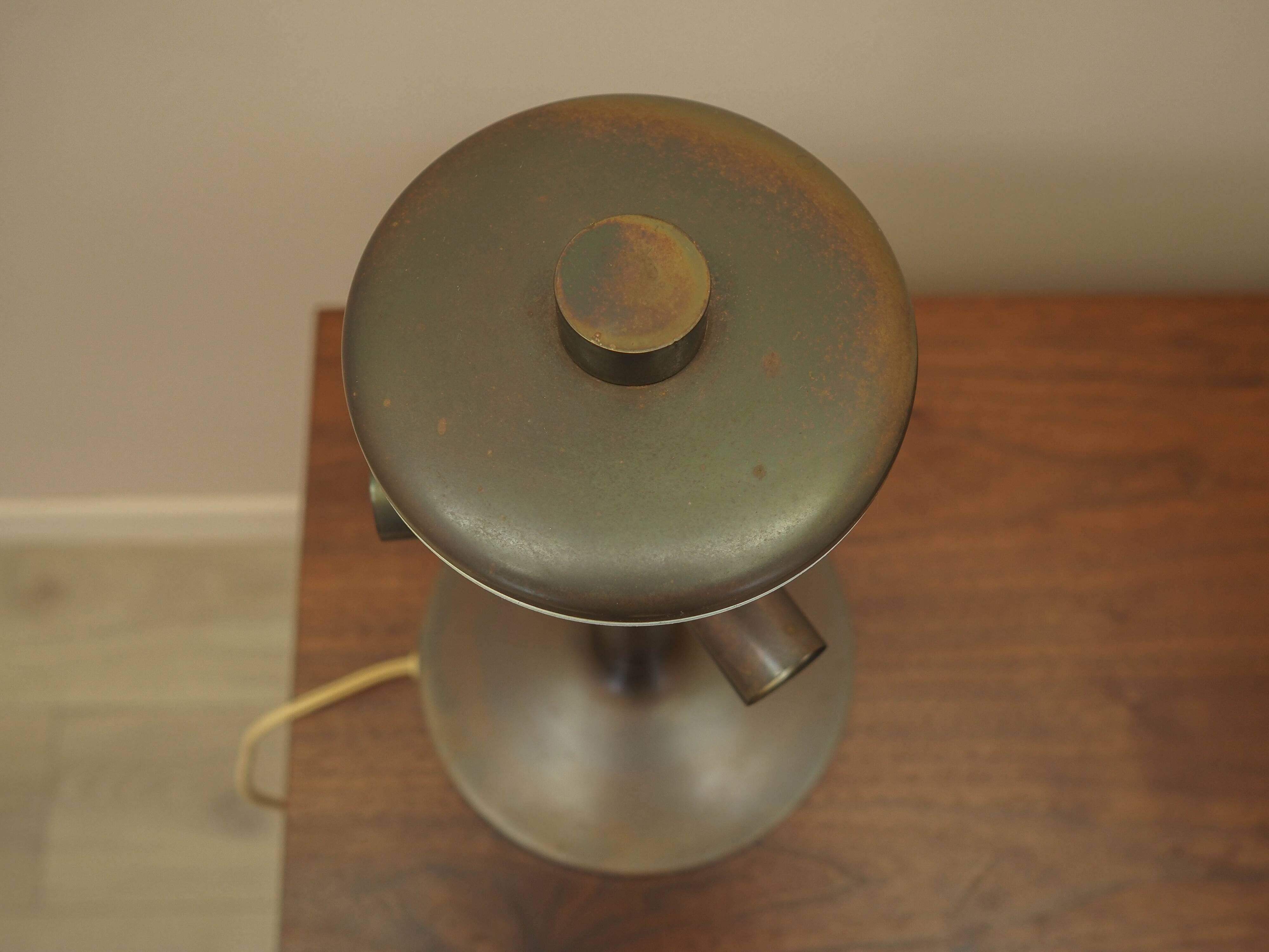 Danish desk lamp 1960s with decorative ribbed shade, brown metal