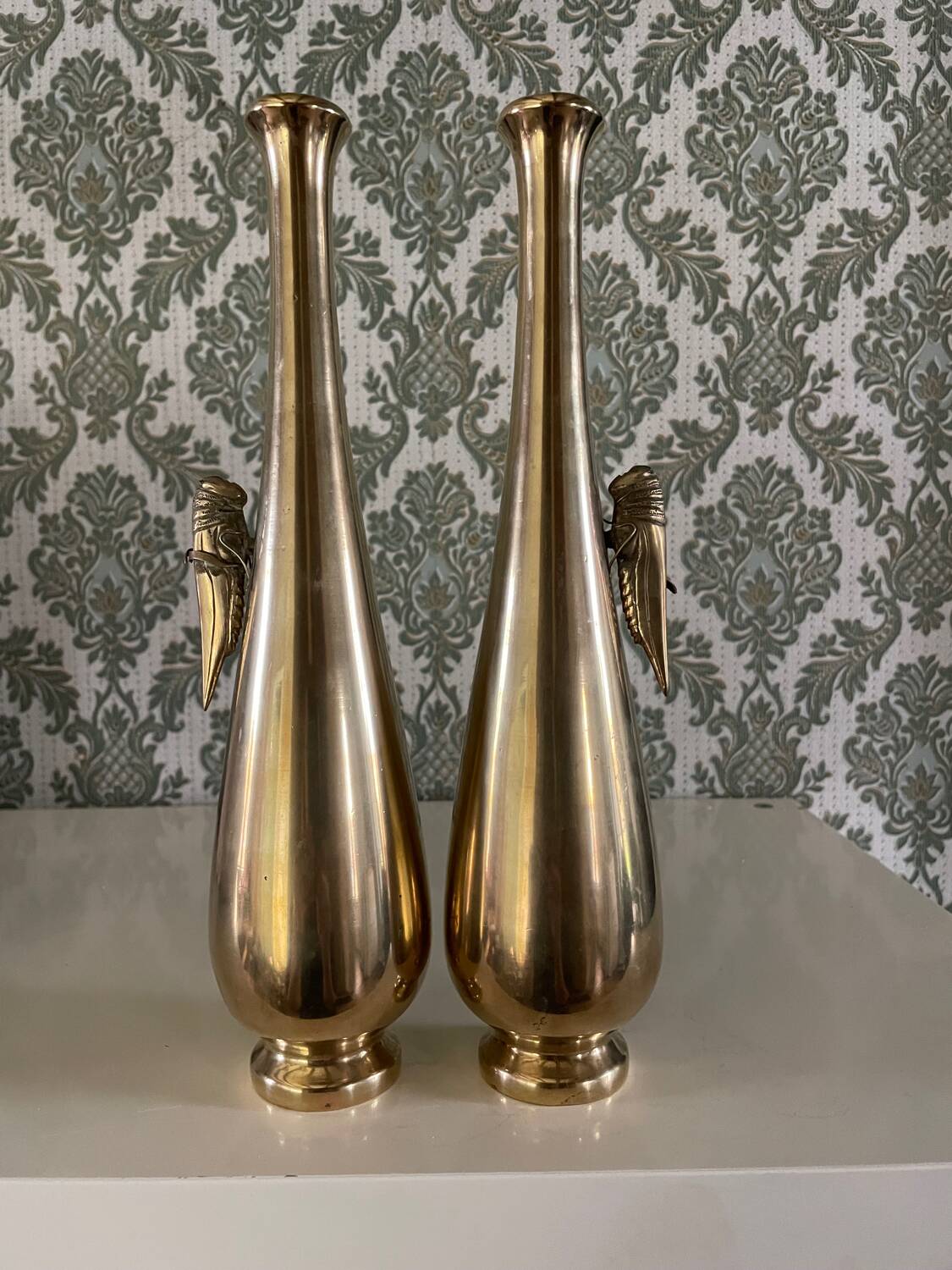Pair of gilded bronze flower vases - Japan - 1900 Meiji era