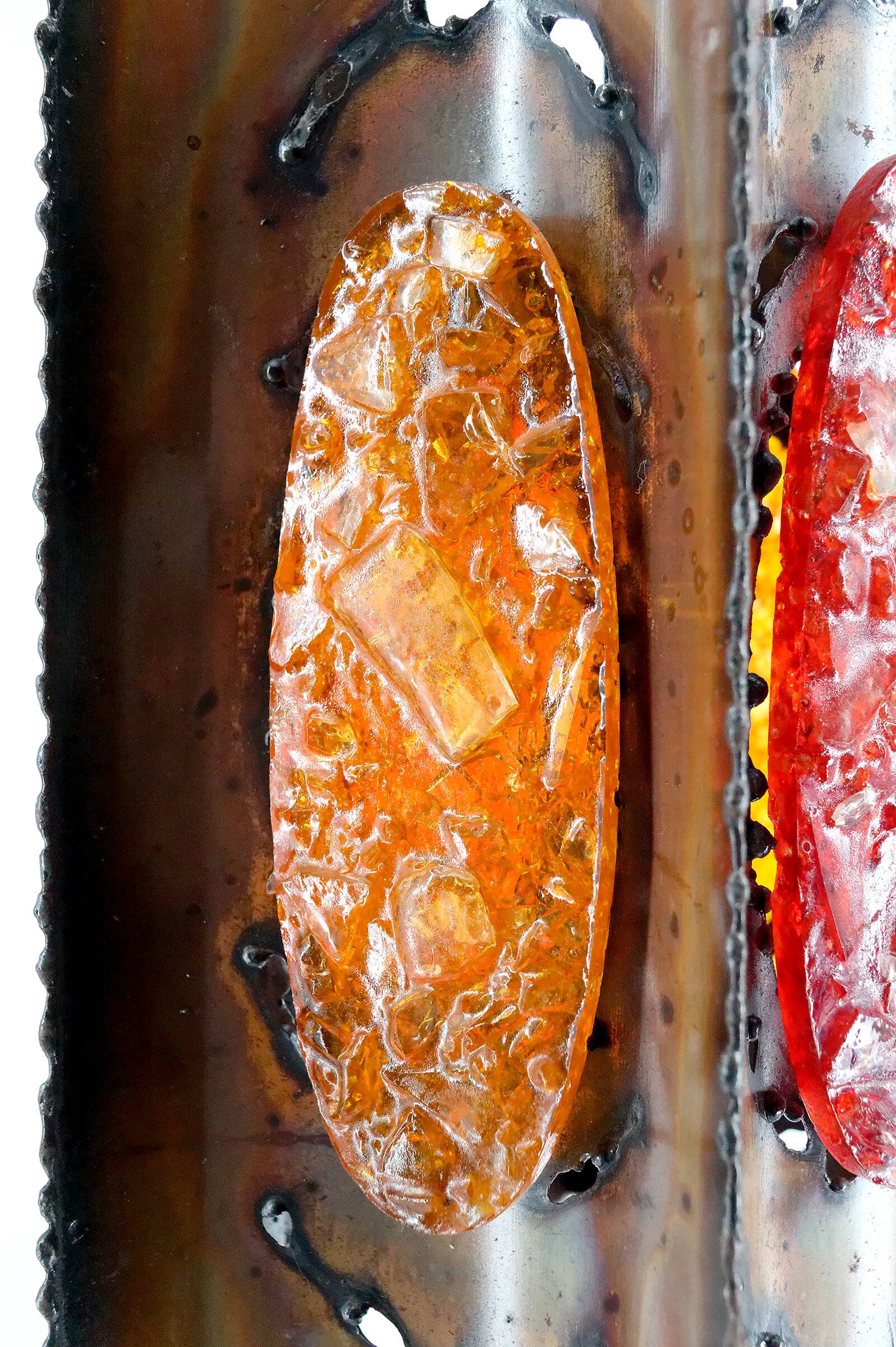 Suspension, Potiers d'Accolay, Patinated Copper and Fractal Resin, Circa 1970