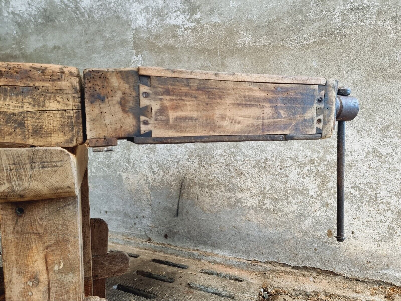 Antique workbench oak, beech side table