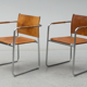 Pair of armchairs model admiral in chrome and leather  by Karin Mobring for Ikea, Sweden, 1970s