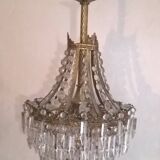 Lustre ancien forme montgolfière en laiton 4 feux
