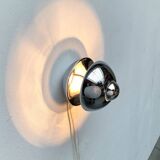Chrome mushroom table or wall lamp in German mid-century space style by Klaus Hempel for Kaiser Leuchten, 1970s.