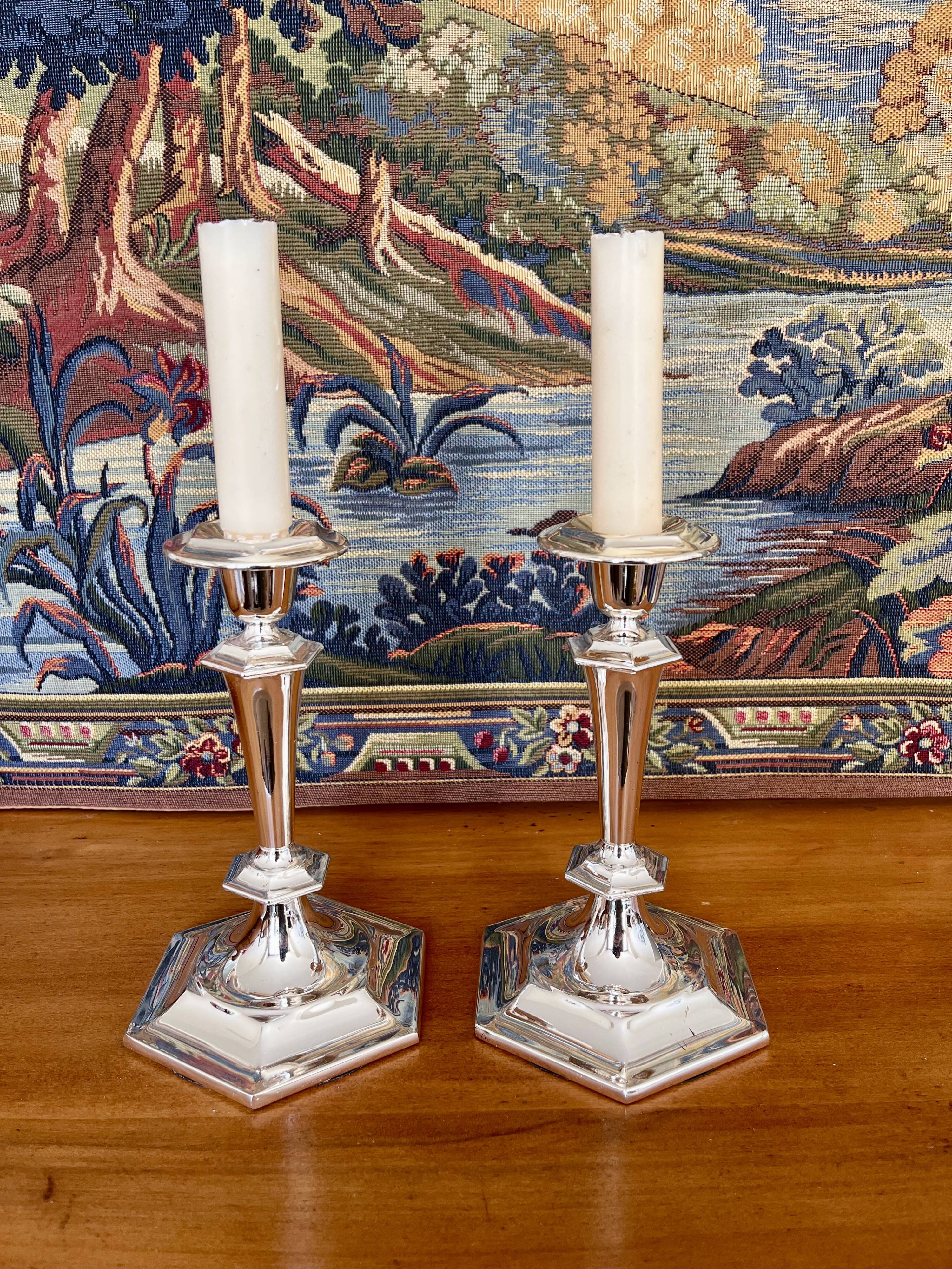 Pair of silver candlesticks