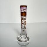 Antique purple tinted glass vase | ribbon/bow and flowers