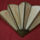2 art deco fan-shaped wall lights in pearly glass paste and brass