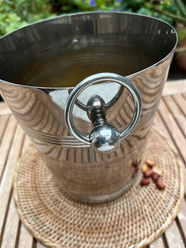 Silver metal champagne bucket