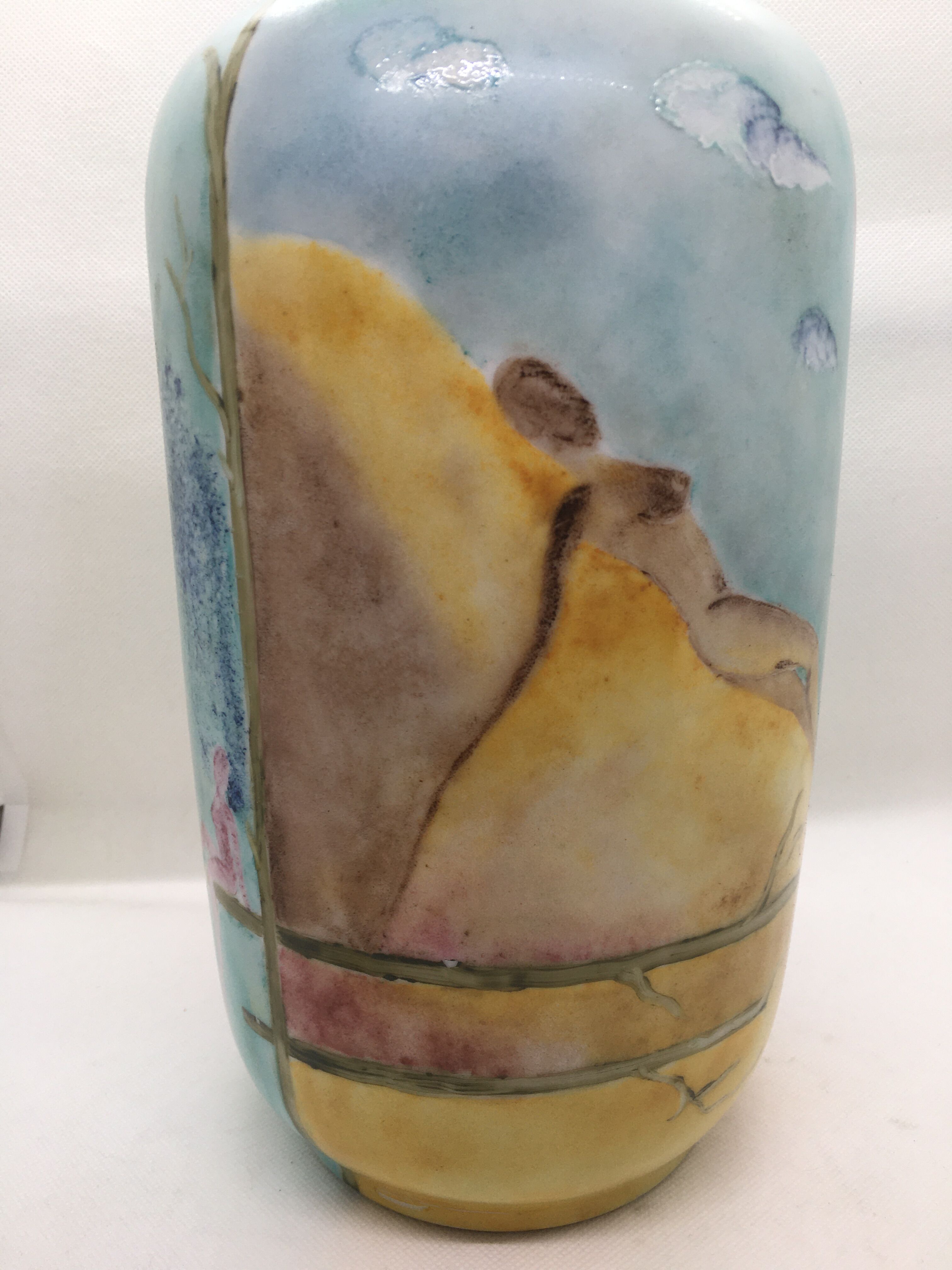 Painted opaline vase