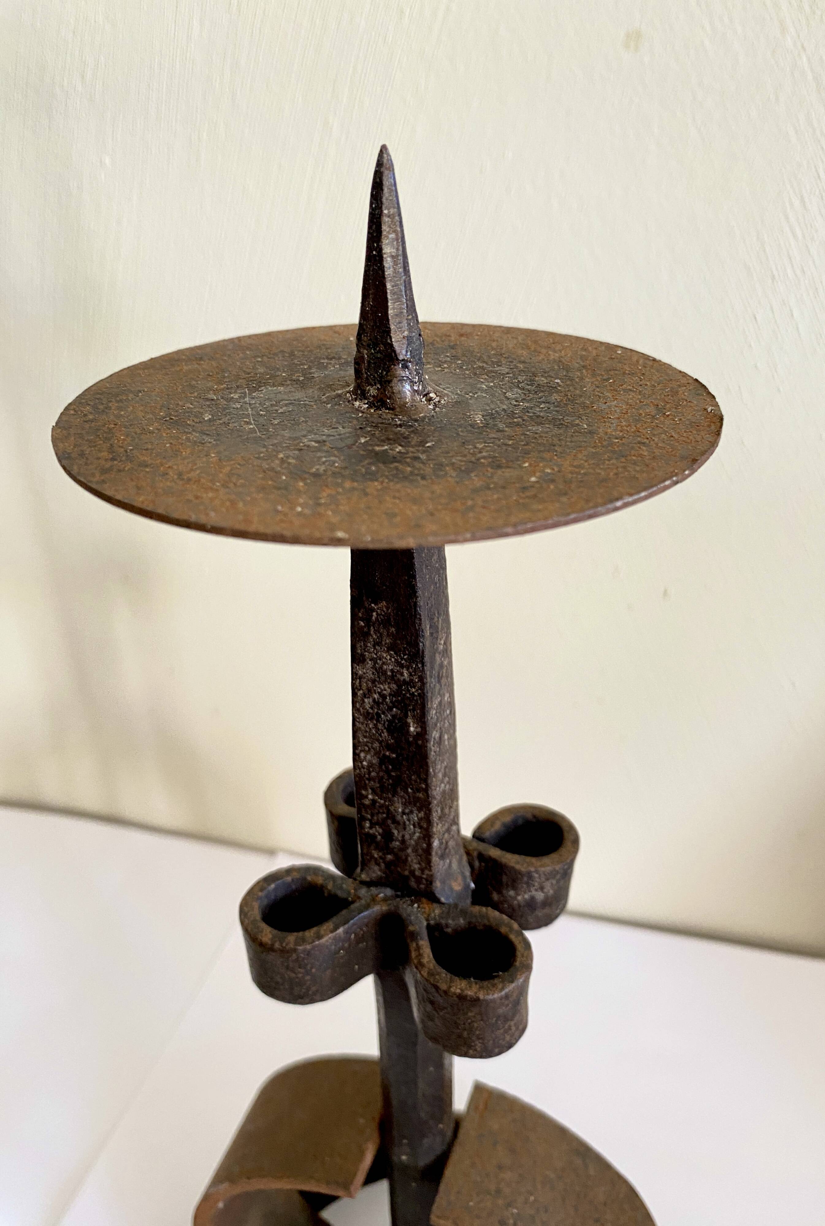Brutalist Cast Iron Candlestick, 38cm