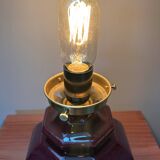 Vintage pleated opaline globe table lamp