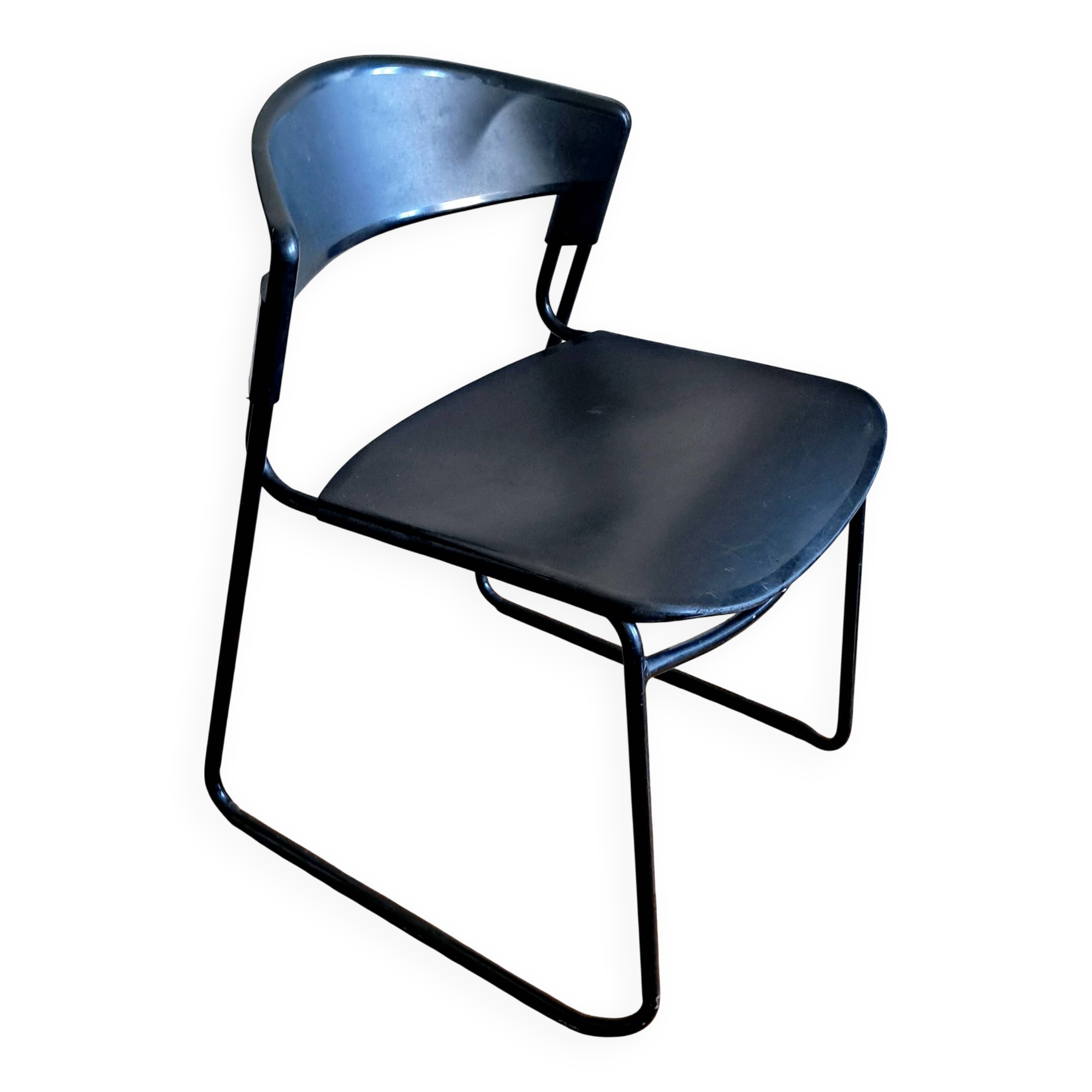 Black Assisa chair by Paolo FAVARETTO for Press Italy. 1980s